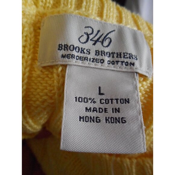 NWT Vintage Brooks Brothers 346 yellow crew neck Sweater 100% cotton Sz L - Picture 2 of 5